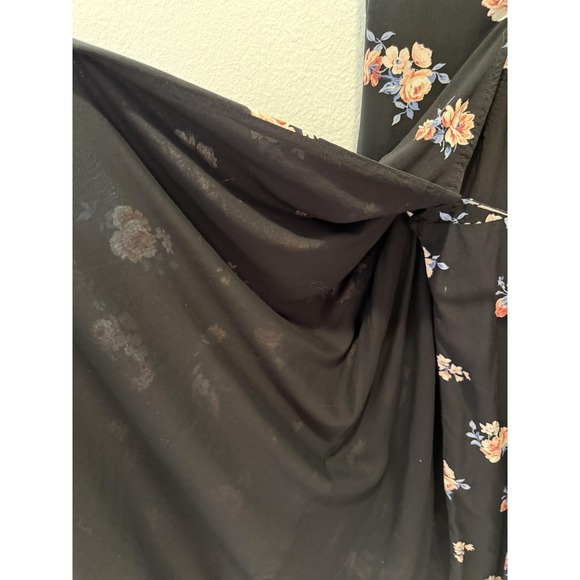 Abercrombie & Fitch Dress Womens Small Black Floral Wrap Midi Sleeveless V Neck - Picture 12 of 13